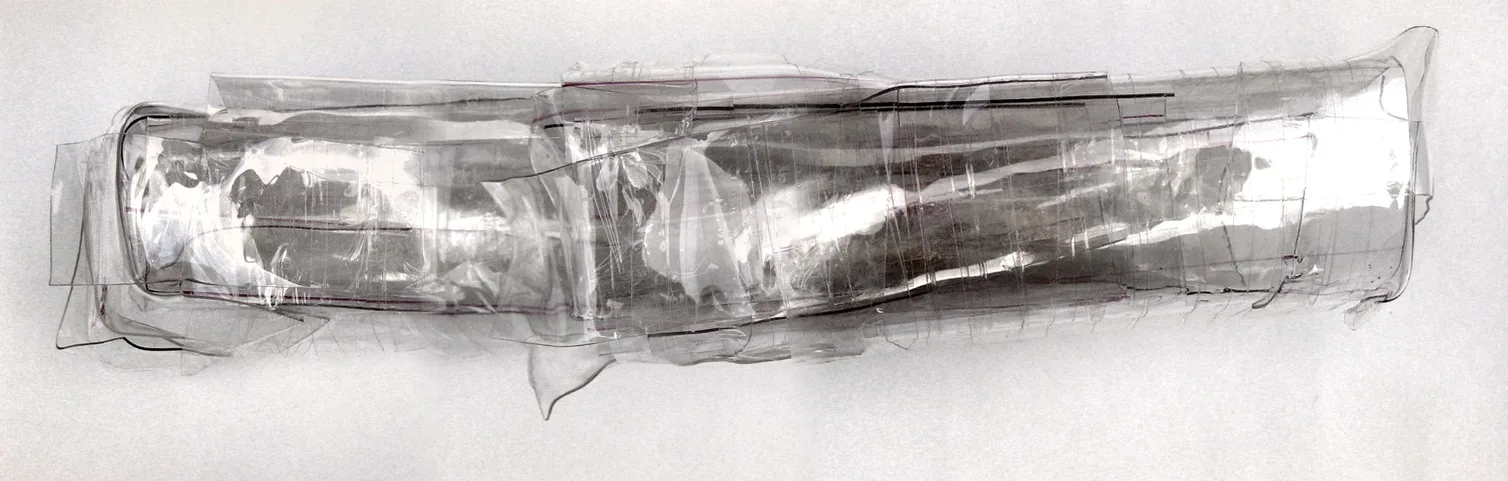 Study model of the pavilion: a long, low volume with rounded ends.